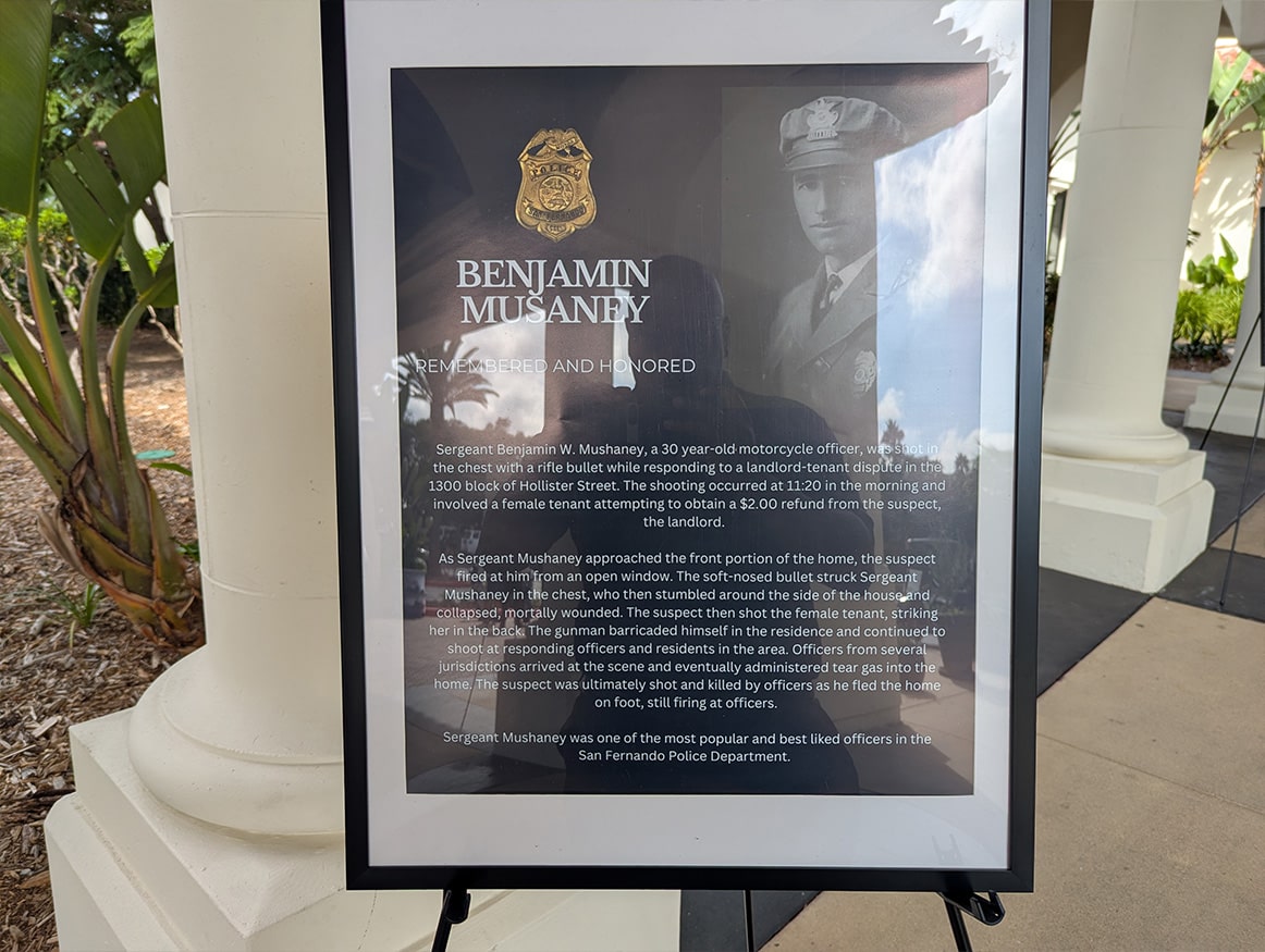 Memorial tribute to fallen San Fernando Police Sergeant Benjamin Mushaney
