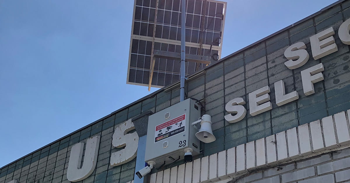 construction site 24/7 protection los angeles valley alarm solar powered surveillance unit gardena