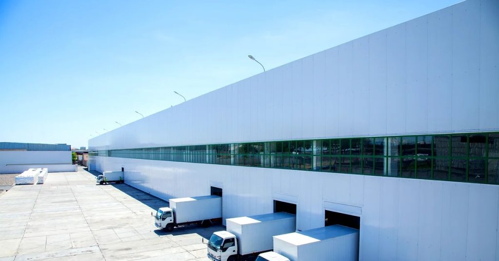 Industrial security camera coverage for a Los Angeles distribution center loading dock and truck yard
