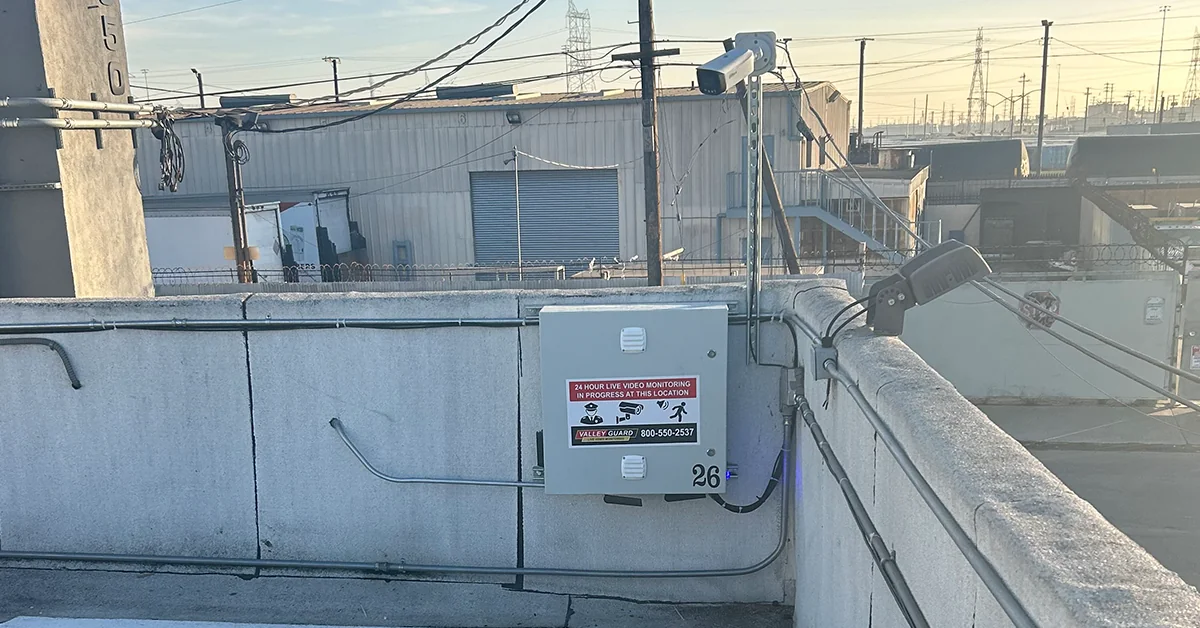 ValleyGuard solar pole kit installed on the roof of a cannabis dispensary in Los Angeles